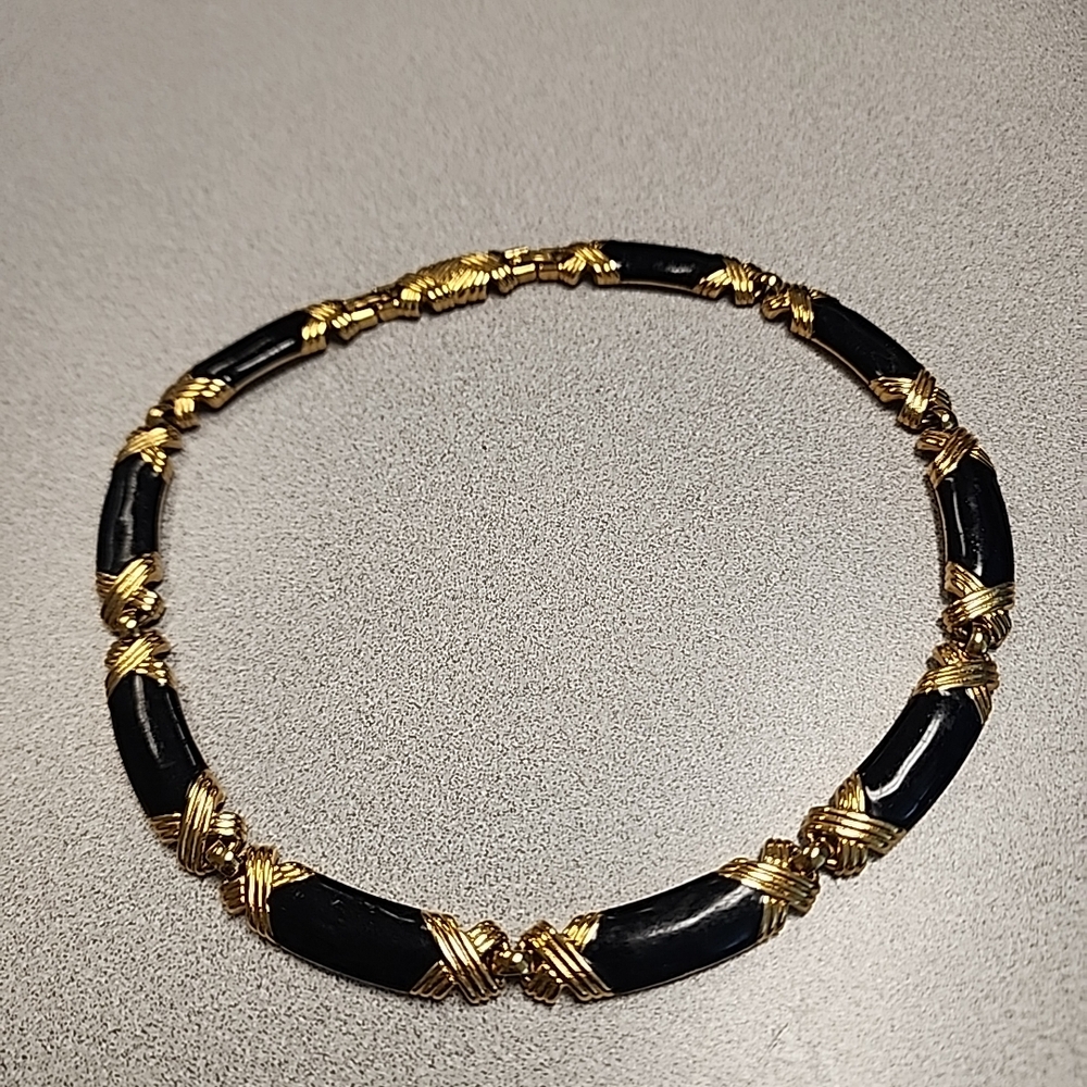 Monet Elegant Black and Gold Women's Necklace